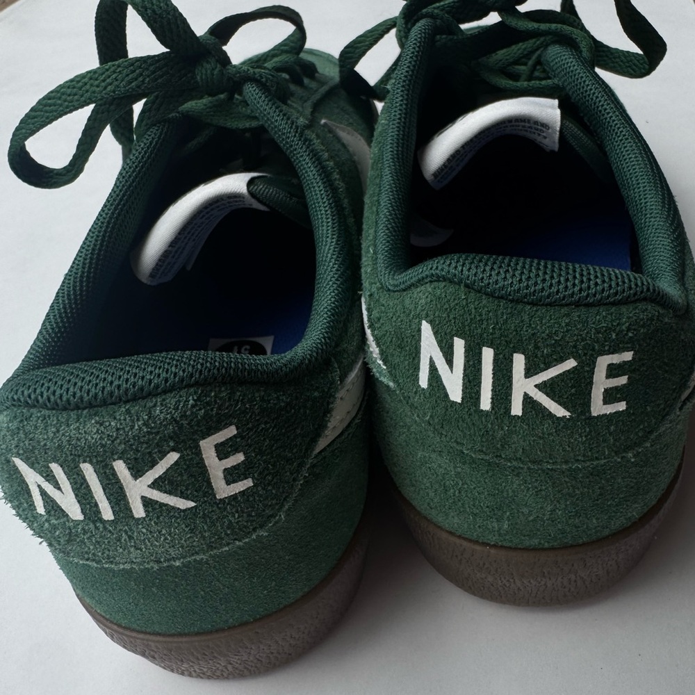 Nike Kids Green Suede Sneakers with White Swoosh